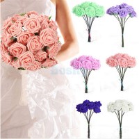 Pack 10Pcs Wedding Flowers Foam Roses Artificial Bride Delicate Colorfast Candy   302476339715